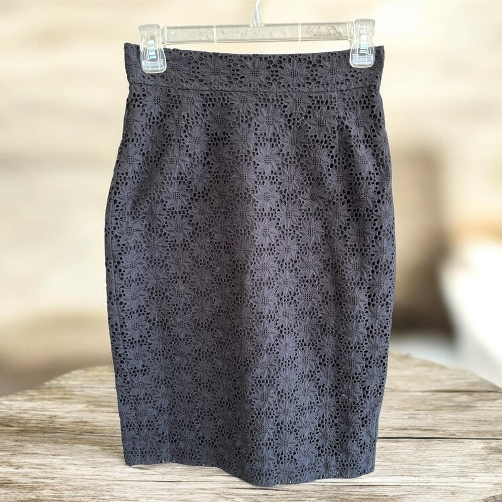 French Connection Charcoal Lace Pencil Skirt